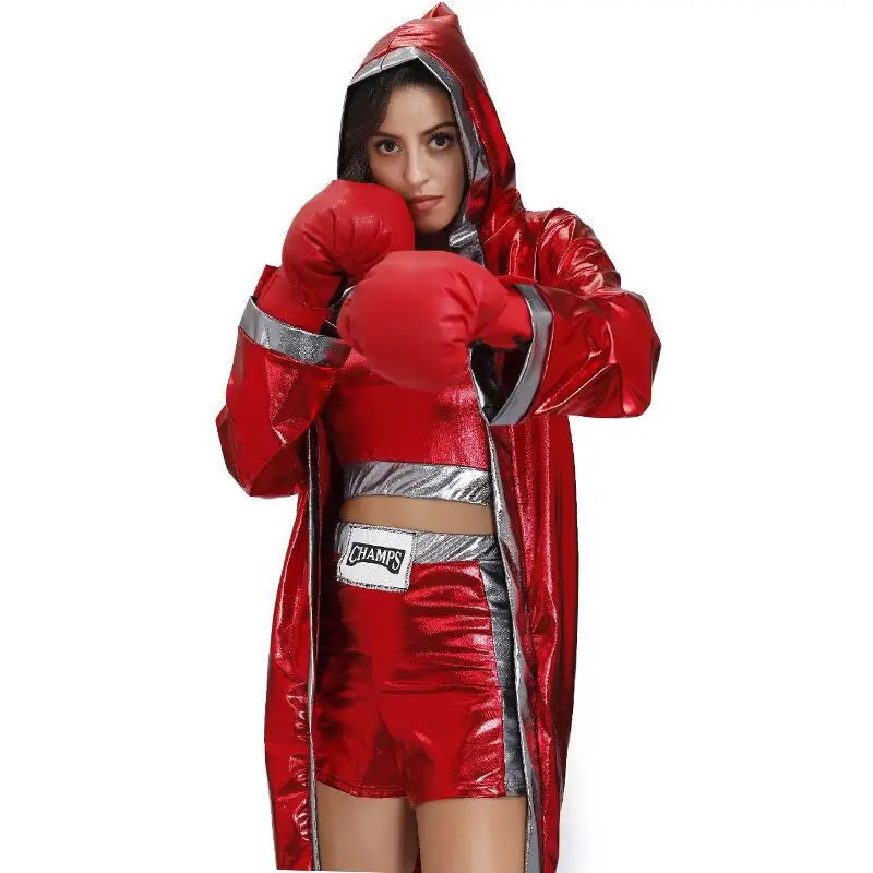 

Red Adult Women Boxer Suit Cosplay Female Halloween Sportswear Costumes Carnival Purim Parade Masquerade Role Play Party Dress