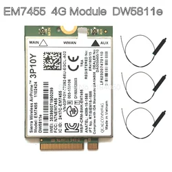 WDXUN dw5811e EM7455 LTE 4G NGFF Module DW5811E 3P10Y 300 M para E7270 E7470 E7370 E5570 Sem Fio FDD/TDD LTE Gobi6000 + ANTEN