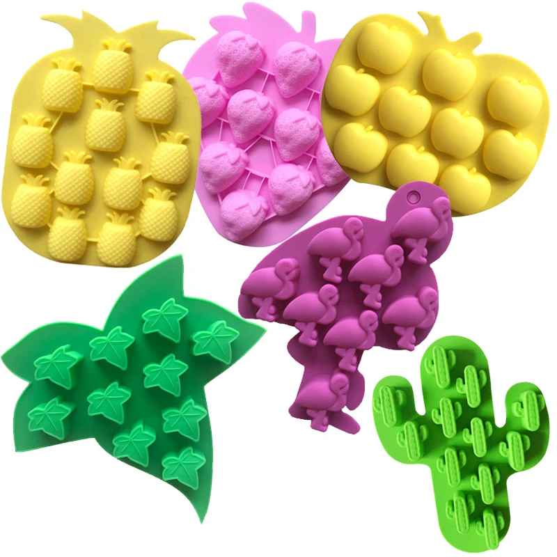 Maple Leaf foremki do czekoladek kaktus truskawka taca na kostki lodu Flamingo jabłko owoce silikonowe formy mydło Cupcake ciasto dekorowanie narz...