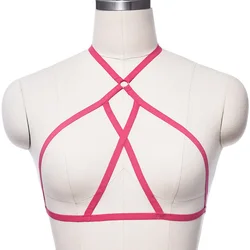 Women Sexy Lingerie Halloween Rave Crop Top Harness Bra Adjust Bondage Elastic Body Cage Open Chest Body Harness