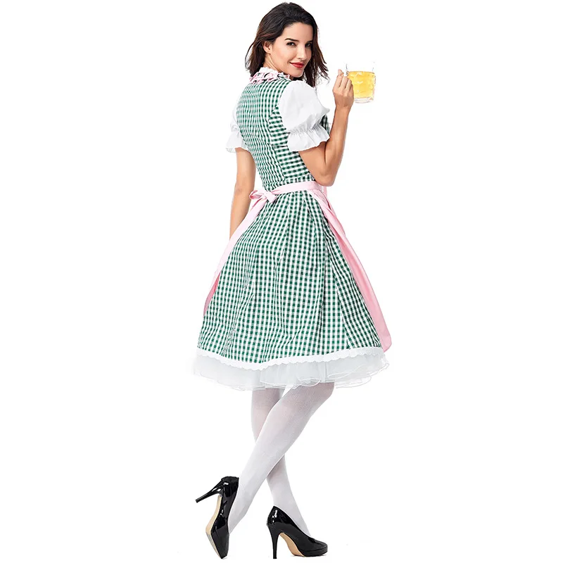 Traditional Oktoberfest Dirndl Costume Bavarian Beer Girl Cosplay Wench Maid Halloween Fancy Party Dress