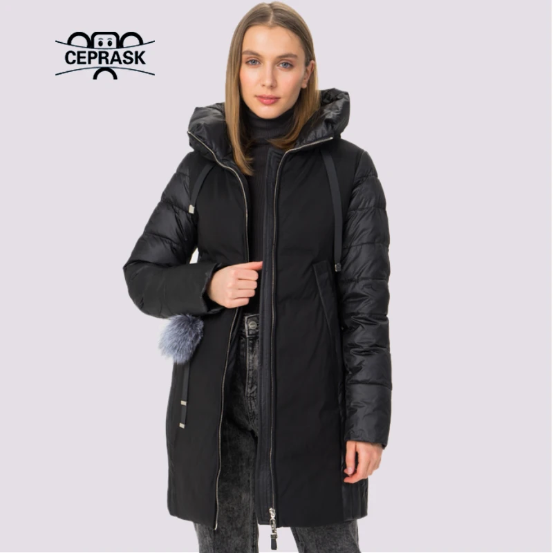 CEPRASK 2023 Winter New Down Jacket Women With Fur Thicken Warm Clothing Outerwear Quality Women Winter Coat Large Size Parkas