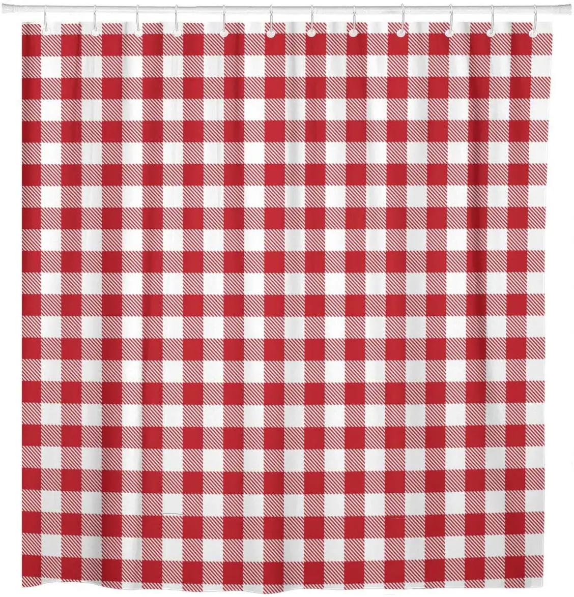 Red Gingham and Buffalo Check Plaid Pattern Tablecloths Stamp Shower Curtain Waterproof Polyester Fabric 60 x 72 Inches