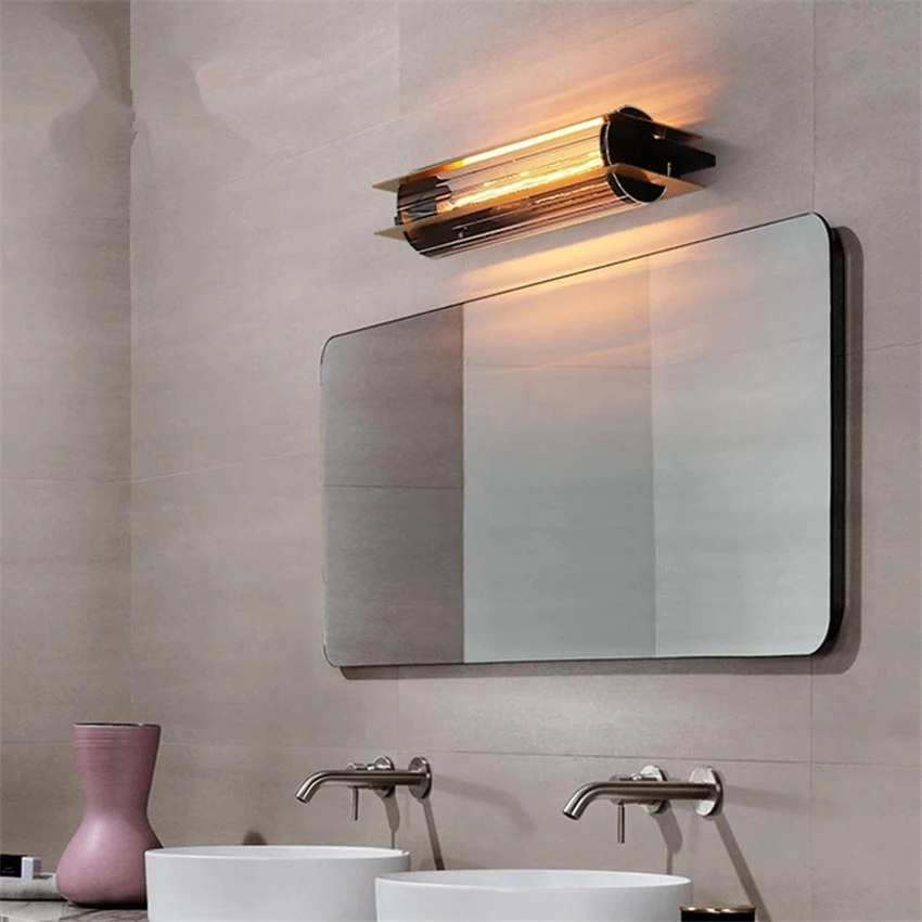 American Industrial Retro Iron Wall Lamps Bedroom Corridor Living Room Glass Sconces Wall Lights