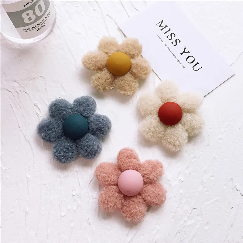 7CM 30Pcs/Pack Handmade Autumn Winter Dress Shoes Hats Woolen Flower Diy Hair Accessories Jewelry Making