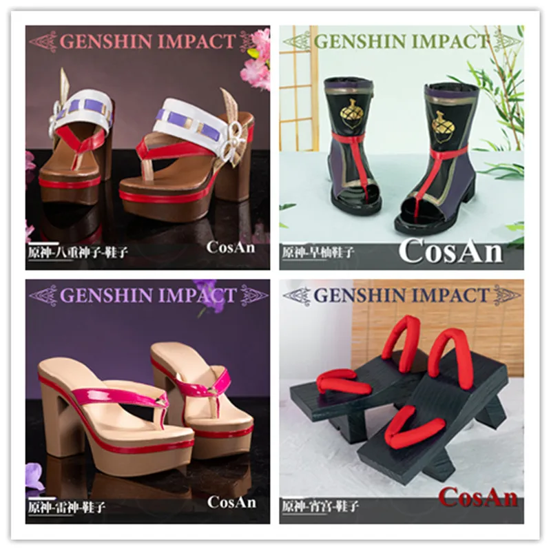 

CosAn Game Genshin Impact Yae Miko/Raiden Shogun/ Yoimiya/Sayu Shoes Cosplay Universal High Heels Role Play Used Accessories