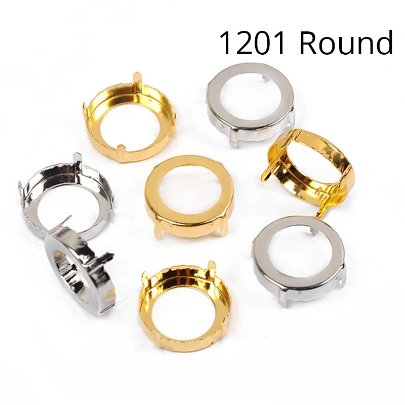 YANRUO 1122 1201 1357 Round High Sparkly Crystal Gold Silver With Metal Claw Setting Sewn Strass For Sewing Crystals Clothes