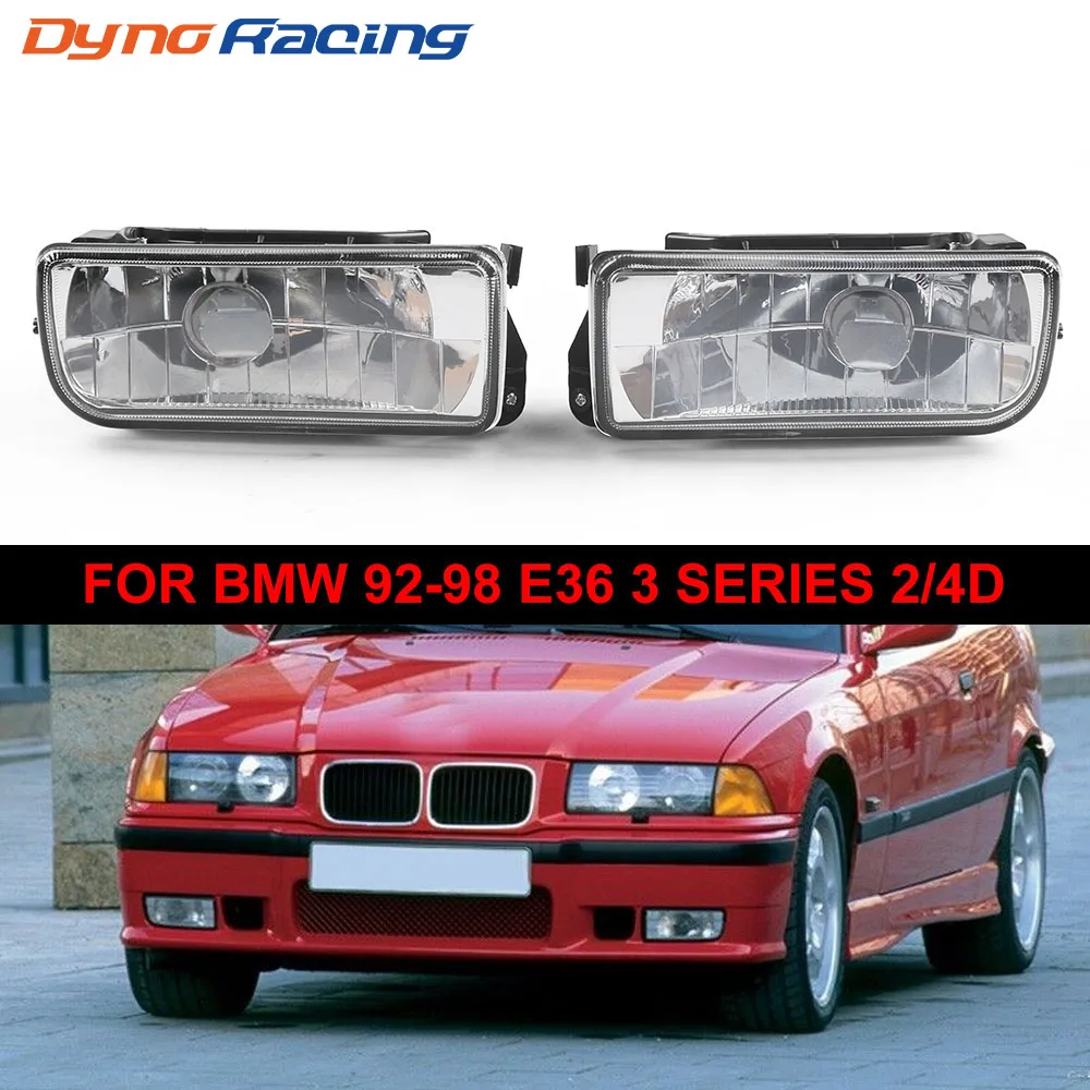 Fog Lights Lamps Front Crystal Clear Lens For BMW 92-98 E36 3 Series 2/4D Without Blubs Left +Right 63178357389 63178357390