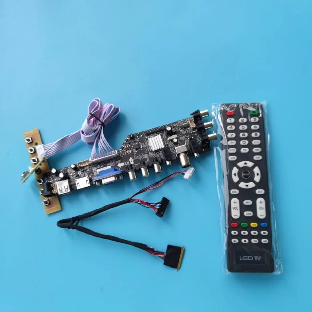 Kit para B156xtn03.2 B156xtn03.4 Dvb-t Dvb-c Wled 1366×768 Placa Controladora tv Digital Lvds Usb Hdmi-compatível com Vga Remoto Led