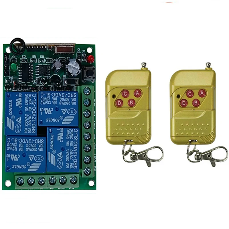 

433 MHz DC 12V 24V 10A Relay Wireless RF Remote Control Switch & 433MHz 4CH Remote Transmitter For Water Pump Factory Motor