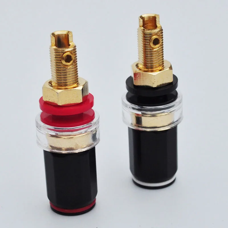 High quality pure copper gold plated speaker amplifier welding-free wire column banana plug socket M8 screw