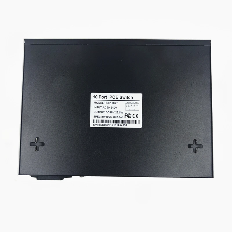 Interruptor Ethernet POE de 48V, con 8 puertos de 10/100Mbps, IEEE 802,3 af/at adecuado para cámara IP/AP inalámbrico/sistema de cámara CCTV