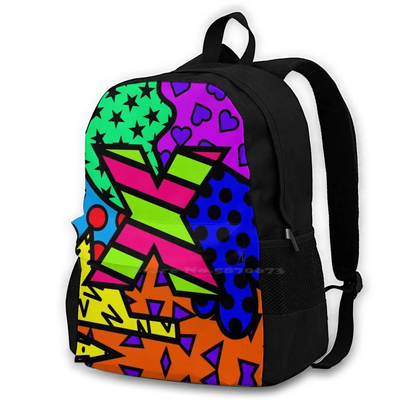 Alphabet Series-Letter X School Bag Big Capacity Backpack Laptop 15 Inch Jocelyn Sperduto Romero Colorful Color Colors