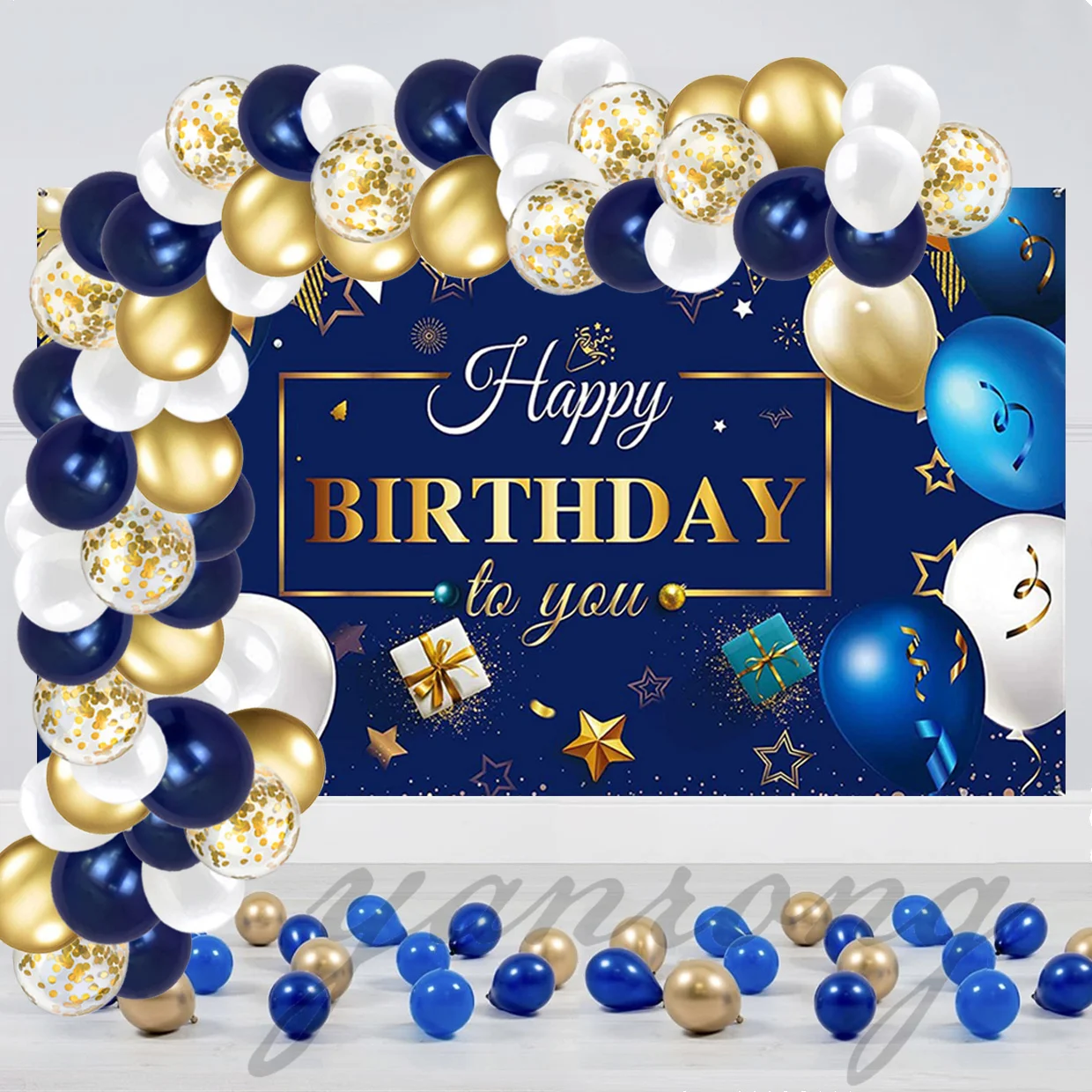 70PCS Blue Metal Gold Set Balloons Silver Confetti Balloon Wedding Globos Valentine's Day Baby Shower Birthday Party Decorations