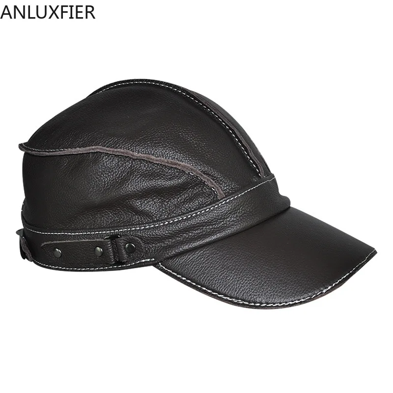 H6983 Leather Hat Male Korean New Baseball Cap Autumn Winter Outdoor Leisure Youth Middle-aged Women Men Fashion Cowhide Hats