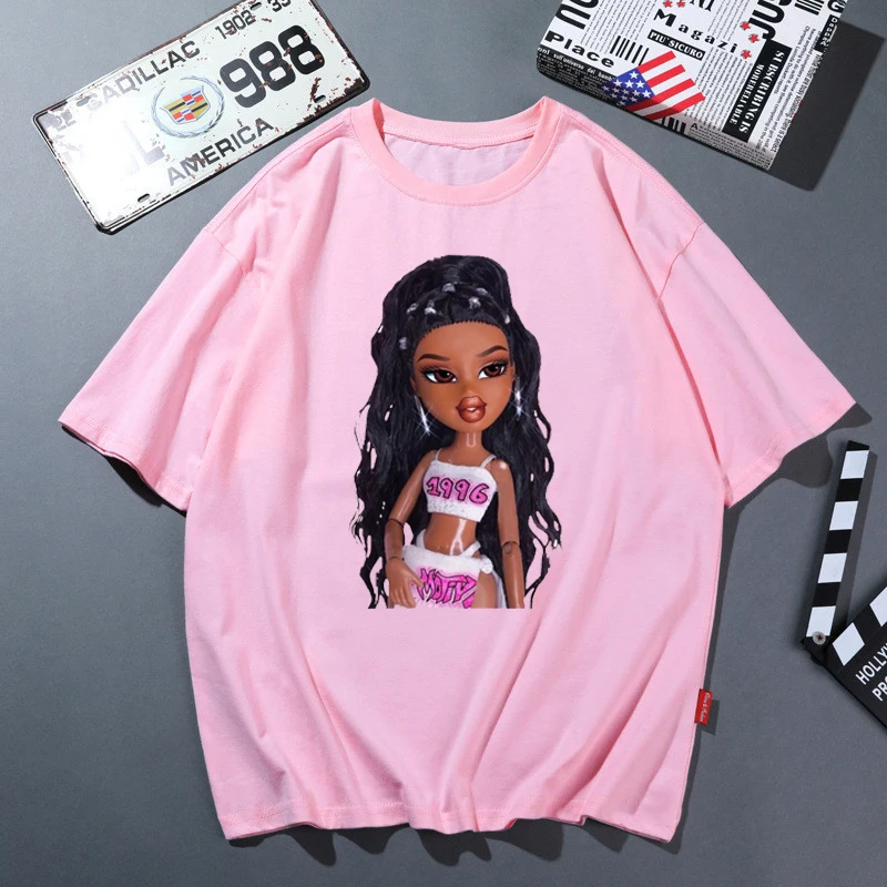 Angel Y2k Bratz T Shirt Women Summer Tops Tee Shirt Femme Harajuku Shirt Rock Rap Hip Hop Female T-Shirt Tumblr Clothes