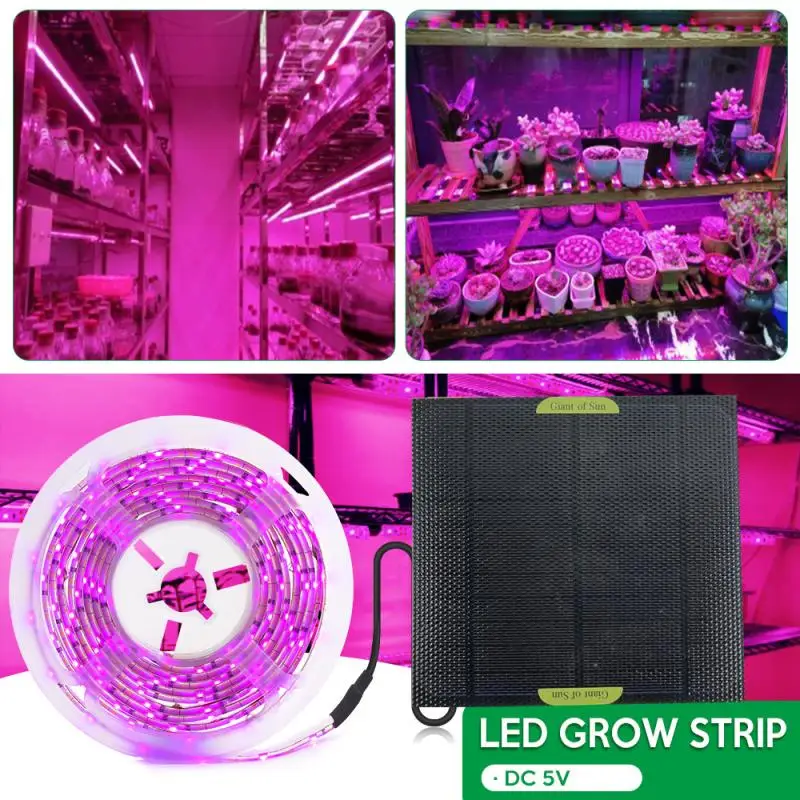 

20W 5V LED Grow Light Full Spectrum 1M-5M LED Strip Flower Plant Phyto Growth Lamps For Greenhouse Hydroponic Plant Growing