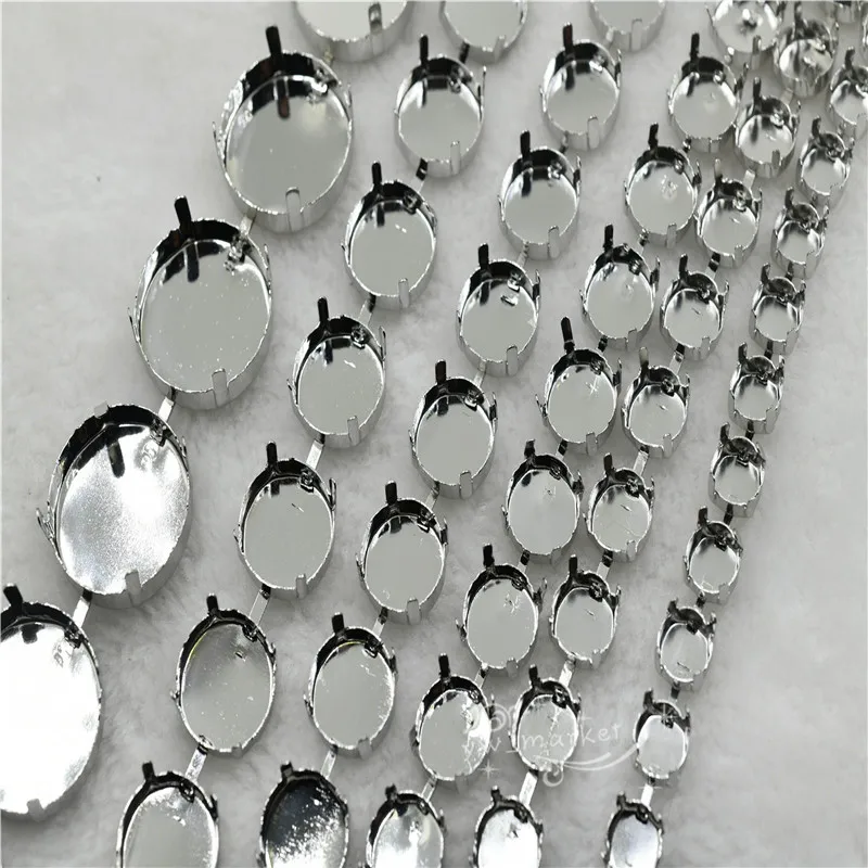 2 yards strong empty cup chain silver  large size for round rhinestones 6mm 8mm 10mm 12mm 16mm 18mm 14mm Jewellery Soldering