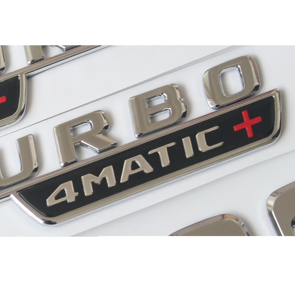 For Mercedes Benz A35 A43 C43 E43 GLC43 GLE43 CLS53 GLB35 AMG 1Pair BITURBO 4MATIC+ Emblems Badge BITURBO4MATIC+ Symbols Sticker