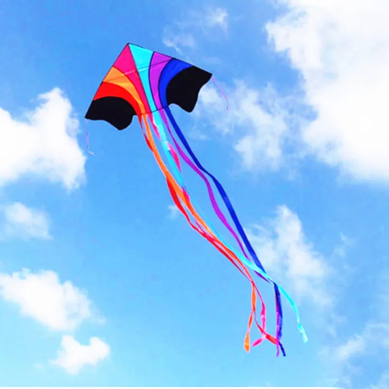 free shipping flying rainbow kite nylon fabric line kids kites factory outdoor toys large kite reel delta kite for adults kites