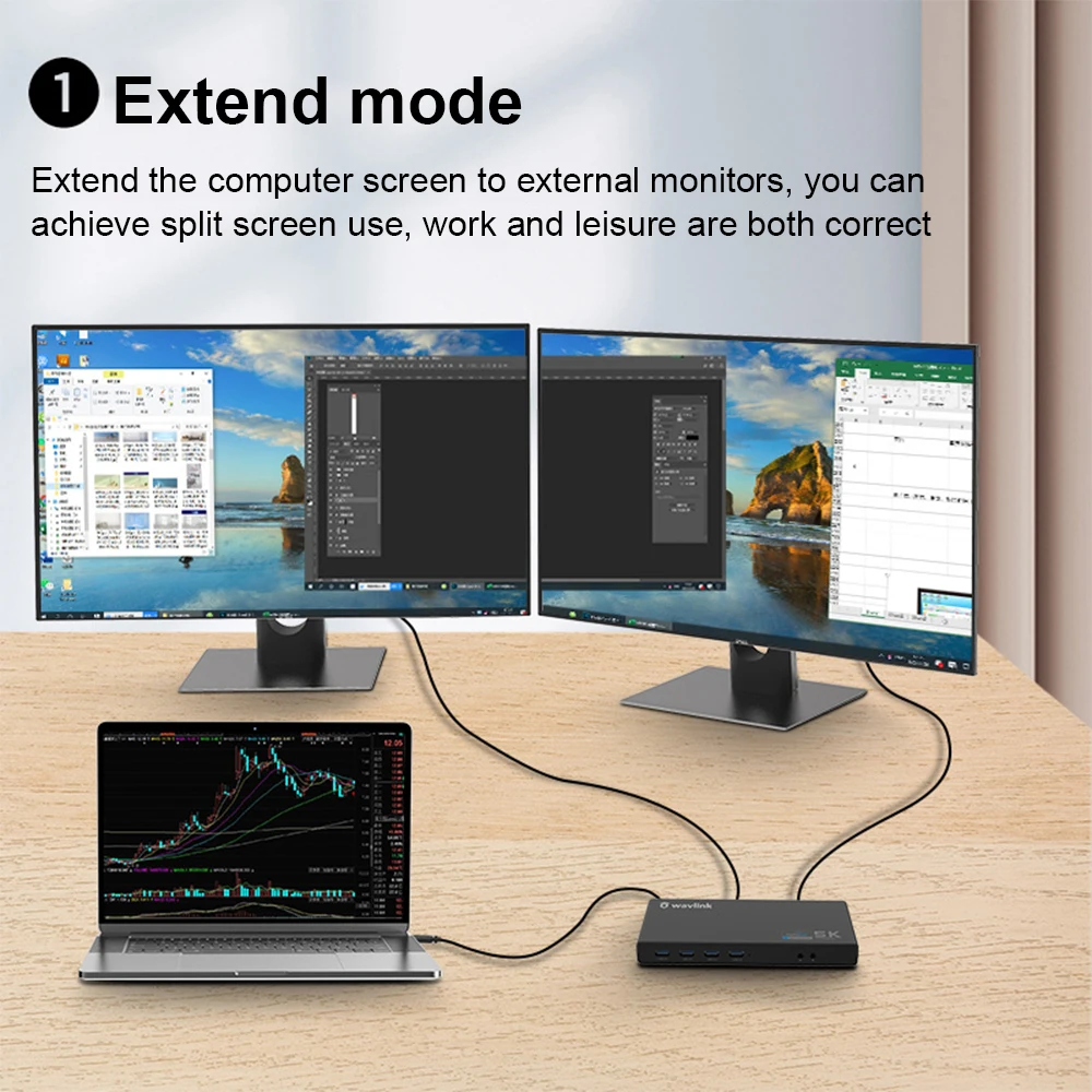 Imagem -03 - Wavlink Usb 3.0 Estação de Ancoragem Universal Usb c Hub 5k Dual 4k Hdmi Compatível dp Múltipla Exibição para Windows Mac os Laptop