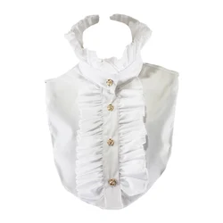 Womens Victorian Vintage Half Shirt Blouse Stand-Up Fake Collar