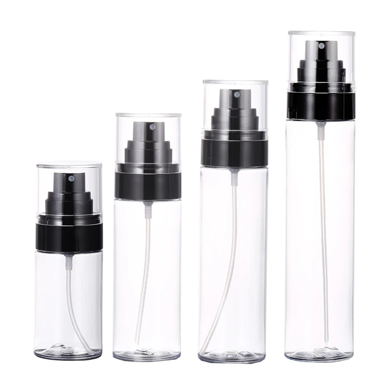 50ml-80ml-100ml-120ml-black-sprayer-pump-fine-mist-pet-clear-refillable-bottle-for-essential-oils-alcohol-spray-perfume-bottle