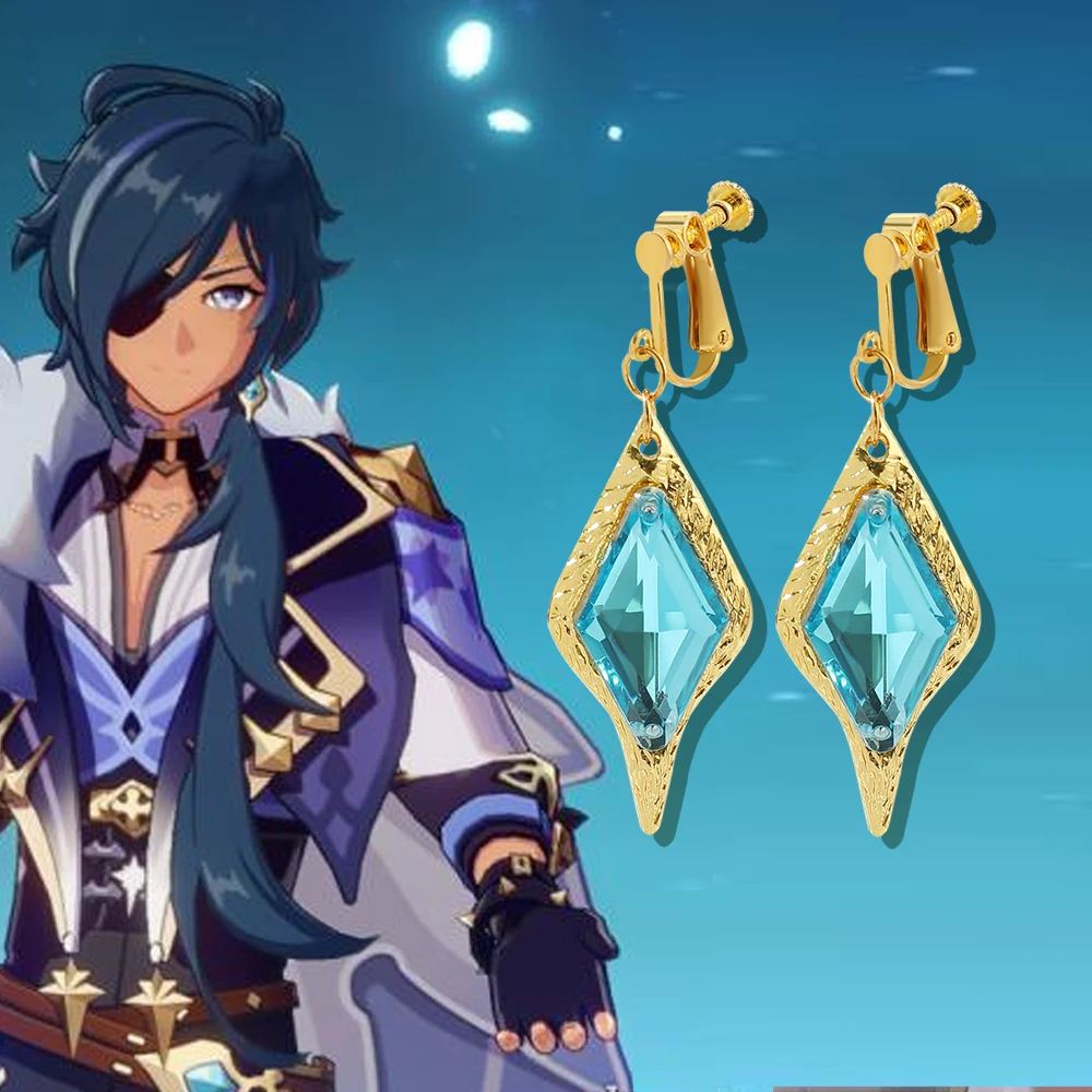 Anime Game Genshin Impact Ear Clip, Knights Kaeya Cosplay Earrings, Pendant Props, Fashion Costume Accessories, Gifts