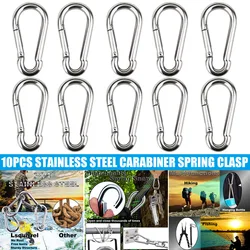 10 stücke Frühling Snap Haken Edelstahl Karabiner Stahl Clips Keychain Heavy Duty Quick Link Für Camping Wandern Reise In lager