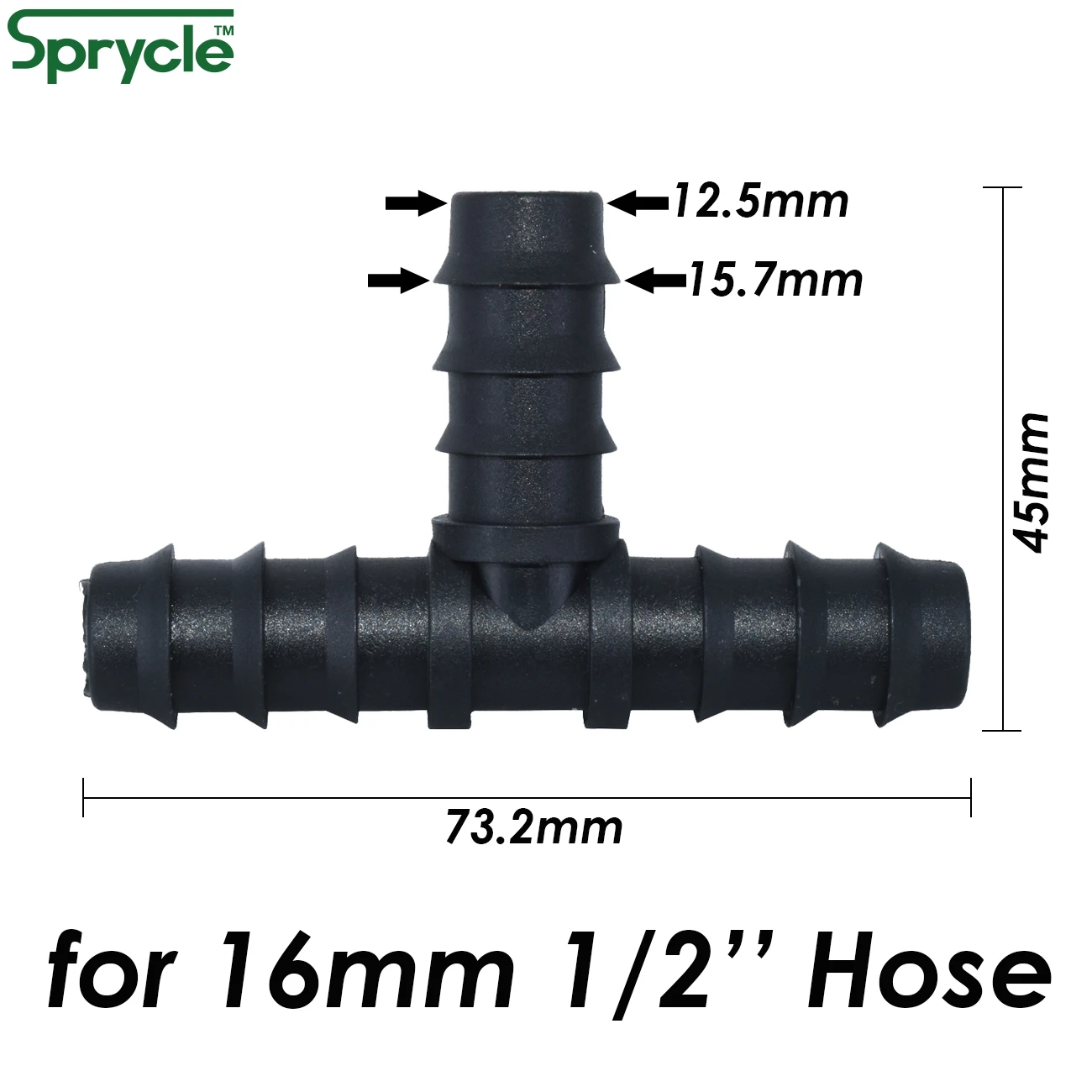 SPRYCLE 50PCS Garden 1/2'' Barbed Tee Connector 3-Way Fittings Drip Irrigation for 16mm PE PVC Hose Repair Water Pipe Connector