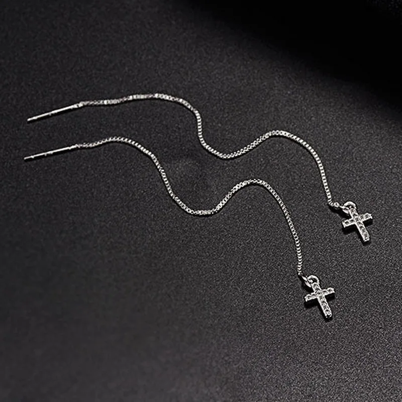 1 Stück Männer Frauen Punk Gothic Kreuz Übertrieben Klassische Metall Christian Kette Tropfen Baumeln Ohrringe Straße Hip Hop Schmuck Kpop – Detail 19