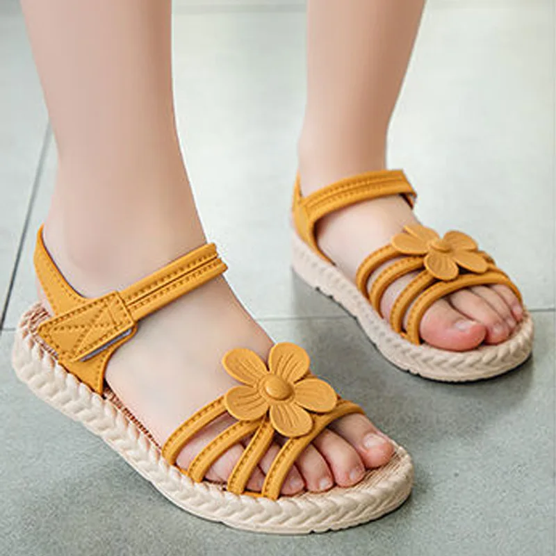 Fashion Princess Flower Children Summer Sandals Big Kids Beach Shoes 2020 Little Girl Student Sandal 3 4 5 6 7 8 9 10 11 12 Year