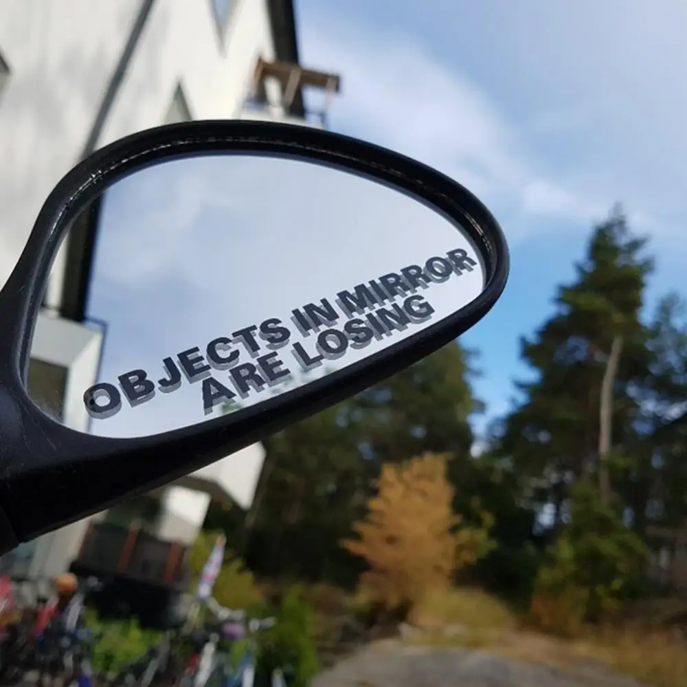 2 Pcs OBJECTS IN MIRROR ARE LOSING Car Stickers Rear View Mirror Vinyl Decal