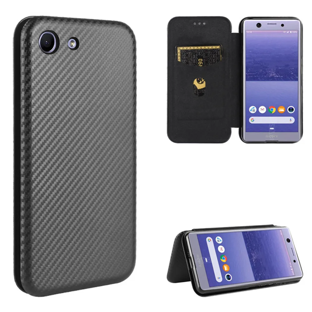 For Sony Xperia Ace Case 5.0 inch Luxury Flip Carbon Fiber Skin Magnetic Adsorption Case For Sony Ace SO-02L Phone Bags