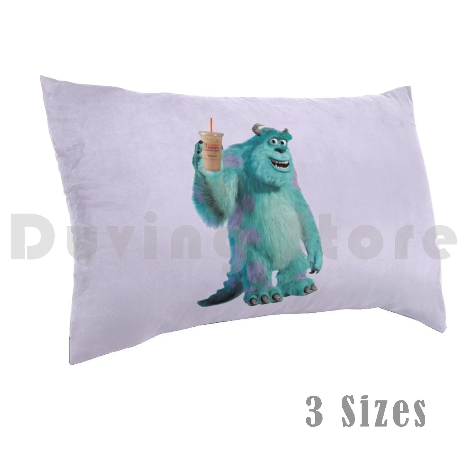 Sulley Runs On Dunkin Pillow Case DIY 50*70 Sulley Monsters Inc Dunkin Dunkin Donuts Dunkin Sulley