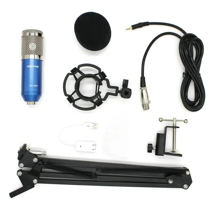 BM 800 Professional Broadcasting Studio Recording Condenser Microphone Mic Kit with Shock Mount Arm Stand Mounting