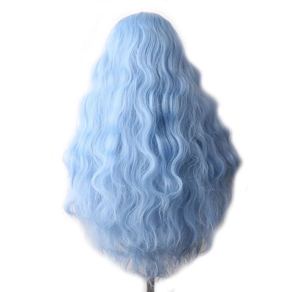 Curly Synthetic Female Wig Light Blue Long Blonde Brown Cosplay Costume Hair for Women Cheap Halloween Wig