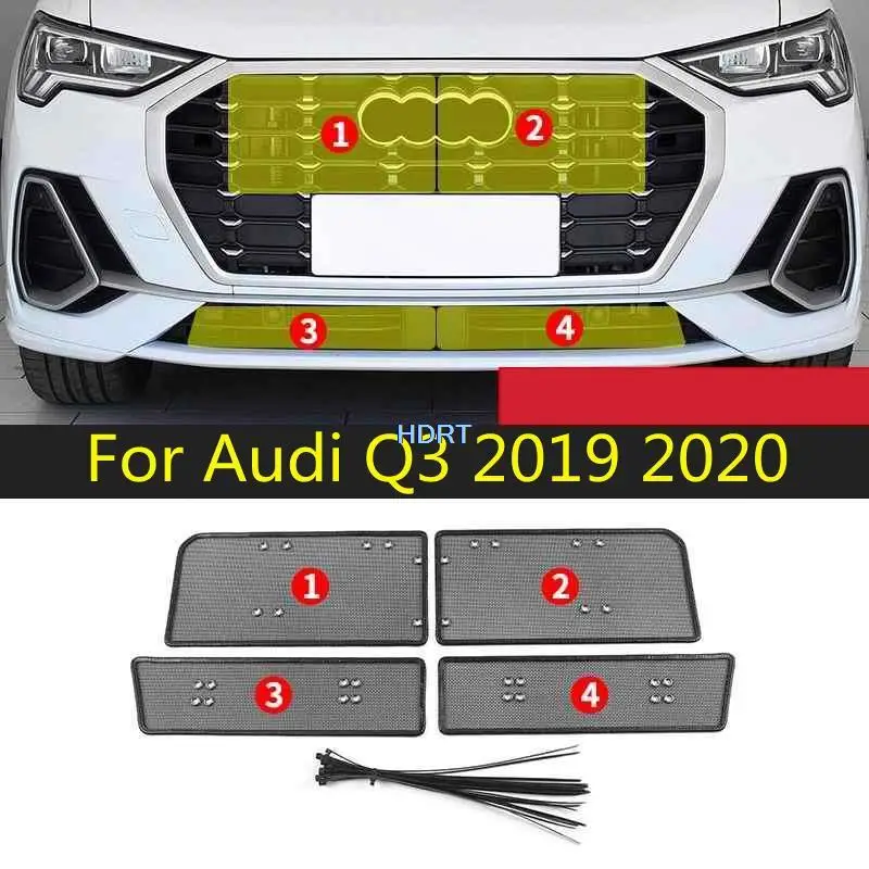 

Автомобильный аксессуар для Audi Q3 2019 2020, передняя решетка из нержавеющей стали, защита от насекомых, Крышка корпуса, внешние модифицированные детали