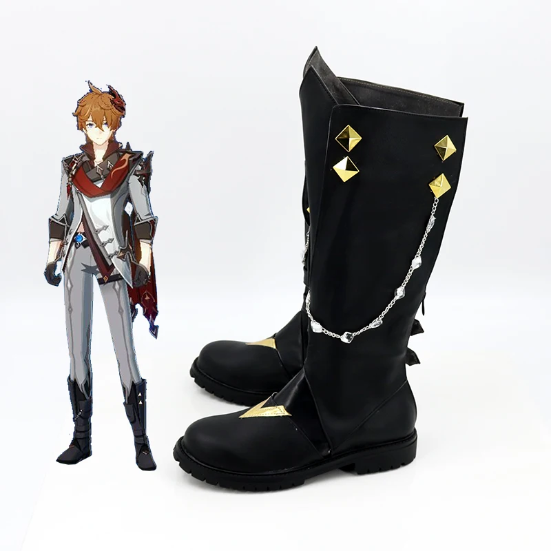 Game Genshin Impact Cosplay Tartaglia Ajax shoes Tartaglia Cosplay Tartaglia Cosplay 30cm Short Halloween Christmas Brown Wigs
