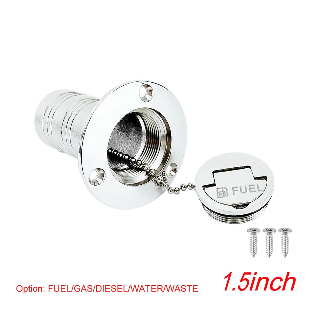 

1.5" 38mm Stainless Steel 316 Deck Filler Fill FUEL GAS DIESEL WATER WASTE Keyless Cap Boat Hardware Accessories Socket Yacht