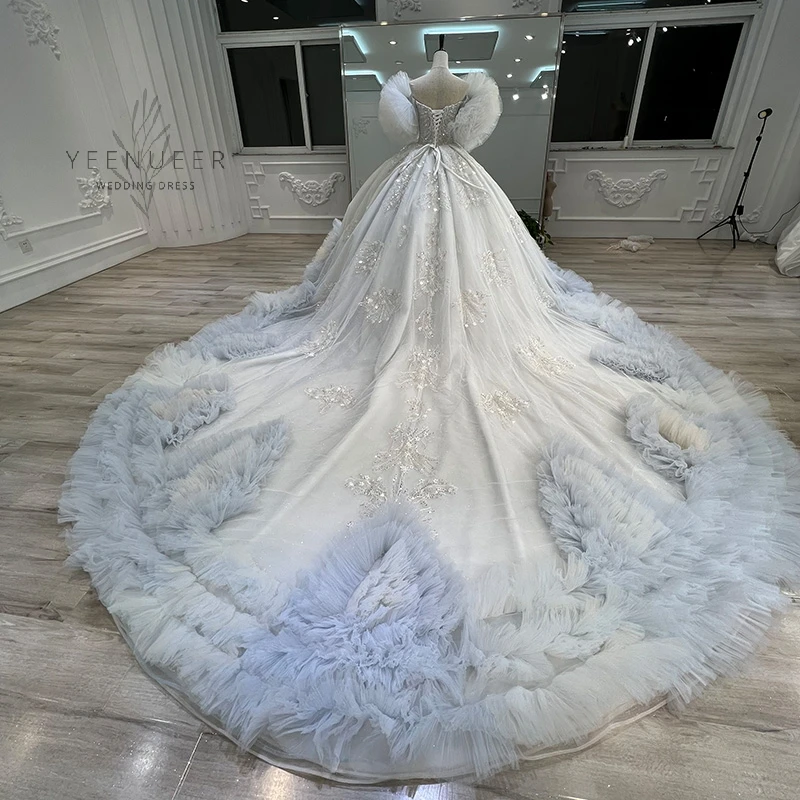 Yeenueer 2021 Elegant Ruffles Garden Wedding Dresses Boho Beach Wedding Dress Plus Size