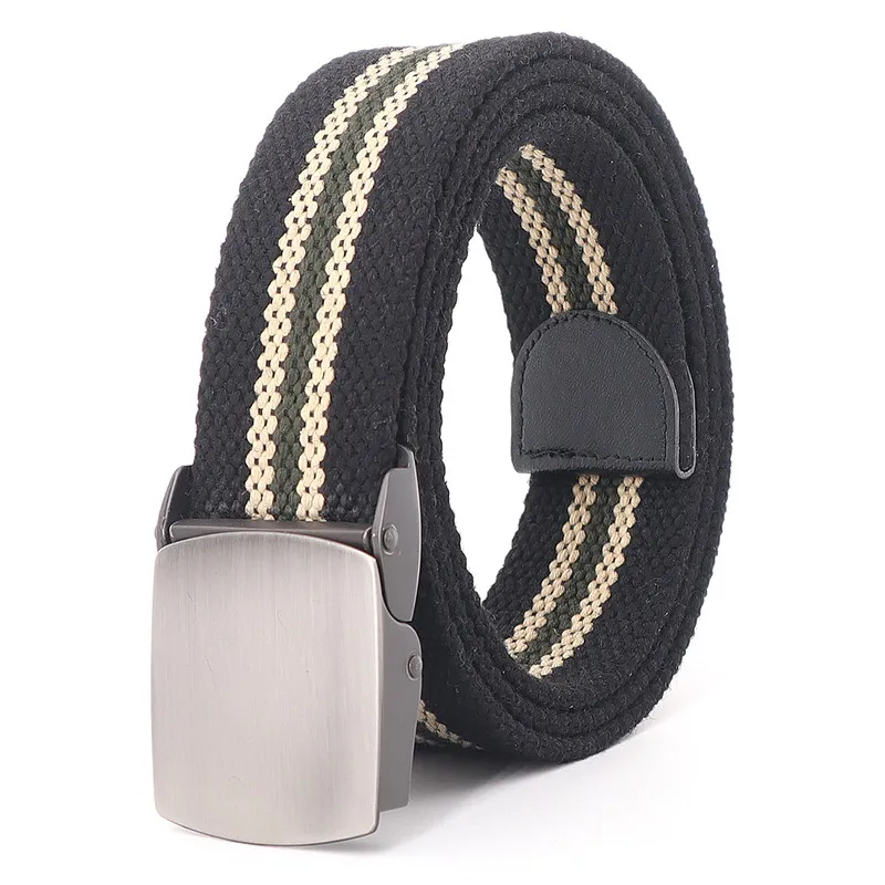 

British Mens Metel Slide Buckle Waist Belts Alloy Breathable Canvas Army Military Outdoor Fashion Unisex Jeans Accessories Cinto