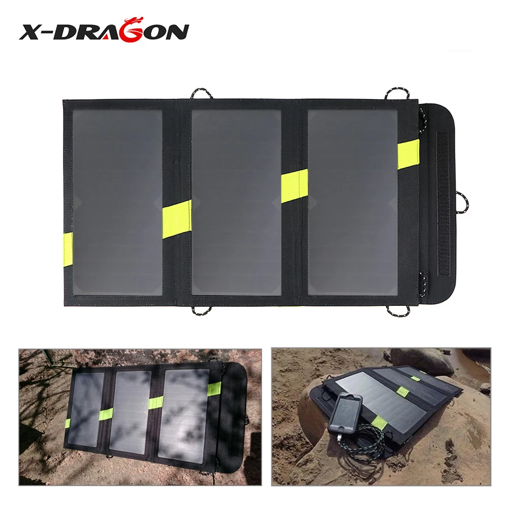 X-DRAGON Solar Mobile Power Battery Charger 5V 20W Portable Outdoor Foldable Solar Panel Cells Micro USB for Xiaomi iPhone iPad