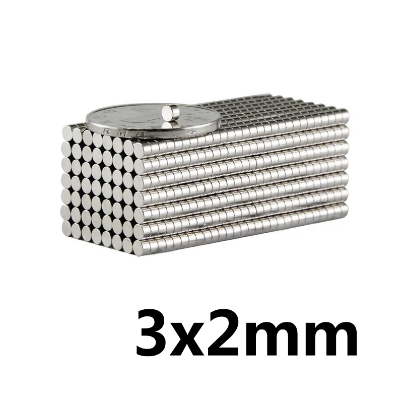 

100~300pcs 3x2mm Search Minor Diameter Magnet Bulk Small Round Magnets 3x2 mm N35 Neodymium Disc Magnets 3*2 mm strong magnetic