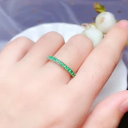 CoLife Jewelry 925 Silver Emerald Ring for Office Woman 13 Pieces 2mm Natural Emerald Silver Ring Gift for Woman Brithday