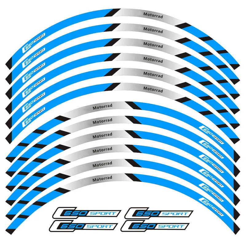 New high quality 12 Pcs Fit Motorcycle Wheel Sticker stripe Reflective  Rim For BMW C650 sport