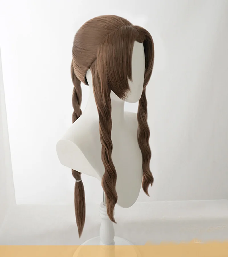 Final Fantasy VII Aerith Gainsborough Perücke Cosplay Kostüm Wärme Beständig Synthetische Haar Frauen Braun Lange Braid Perücken + Perücke Kappe