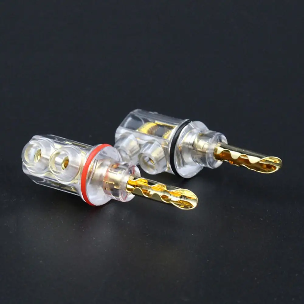 4pcs  Hifi audio Gold plated BFA banana Transparent Cover Audio Banana Plug 1Set for speaker cable without Box