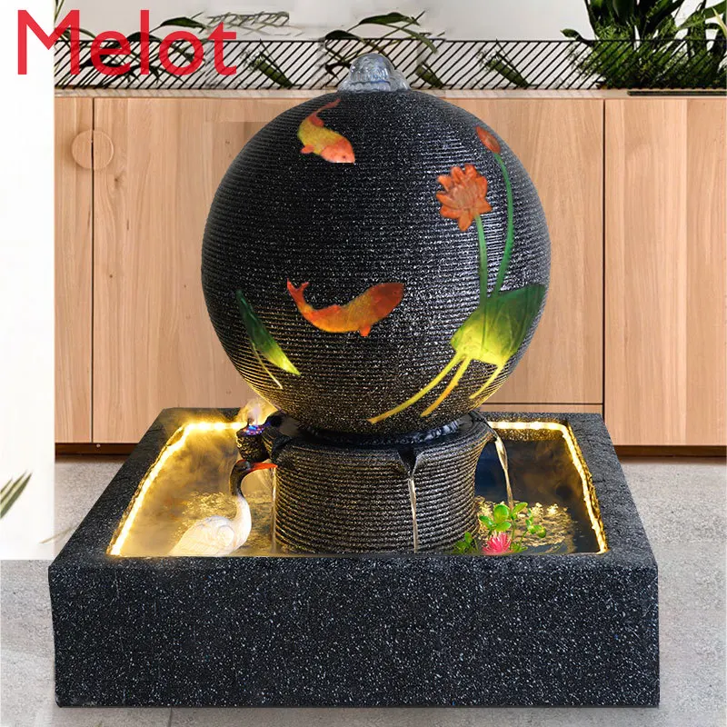 Fengshui Water Fountain Living Room Balcony Water Landscape Money Drawing  Luck Changing Interior Decoration Floor Ornaments