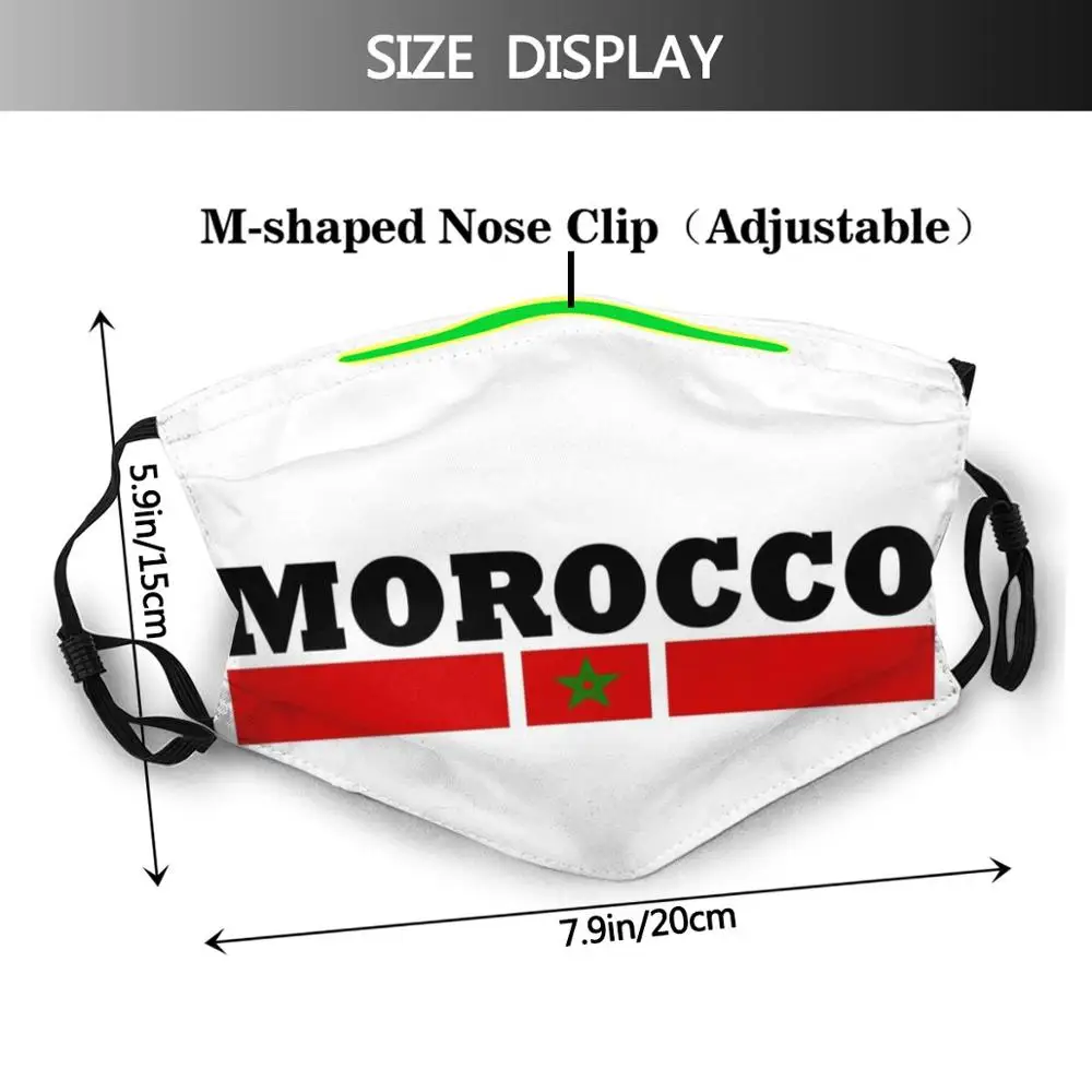 Morocco - Cool Morocco Flag Funny Print Reusable Pm2.5 Filter Face Mask Milaino Heart Body Builder I Love Love Morocco Maroc